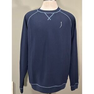 Footjoy French Terry Golf Pullover Broken Tee Society Club Navy Blue Mens Sz XL